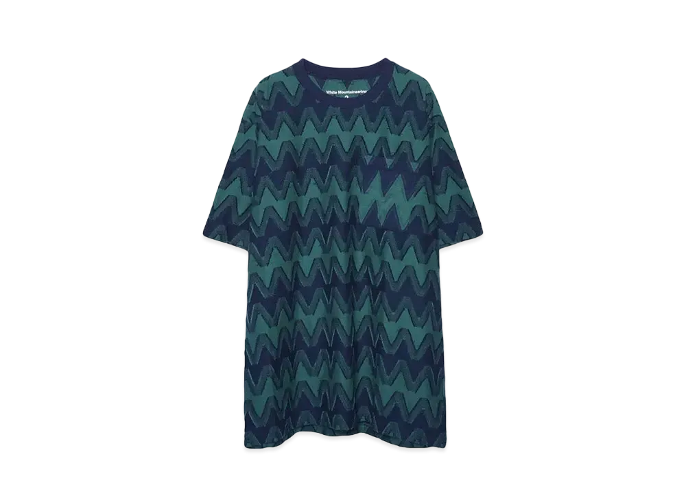 White Mountaineering ZIGZAG JACQUARD T-SHIRT "NAVY"