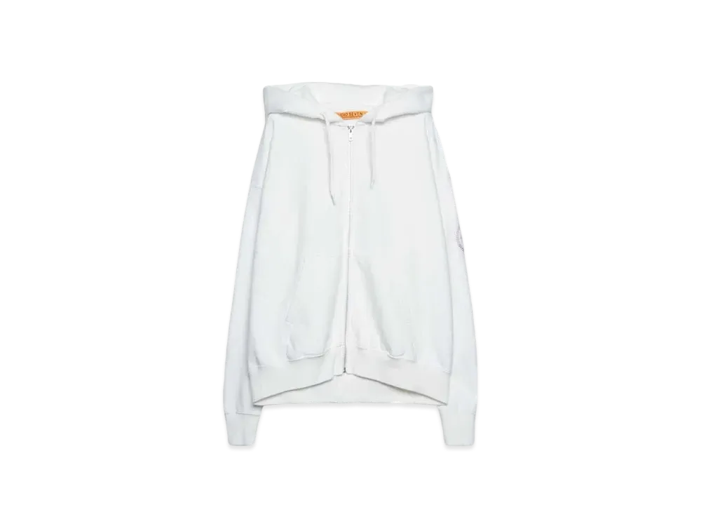 STUDIO SEVEN CIRCLE LOGO EMB ZIP HOODIE "WHITE"