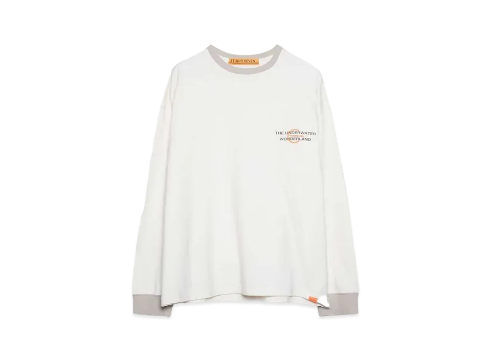 STUDIO SEVEN COMBI RIB LS TEE "WHITE"