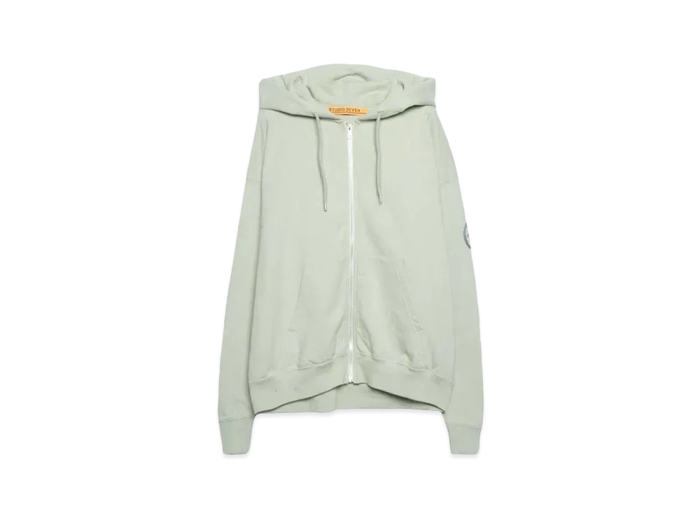 STUDIO SEVEN CIRCLE LOGO EMB ZIP HOODIE "LIGHT GREEN"
