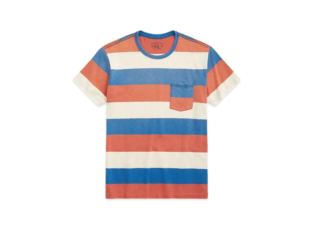 RRL Ralph Lauren Striped Jersey Pocket Tee "Red"