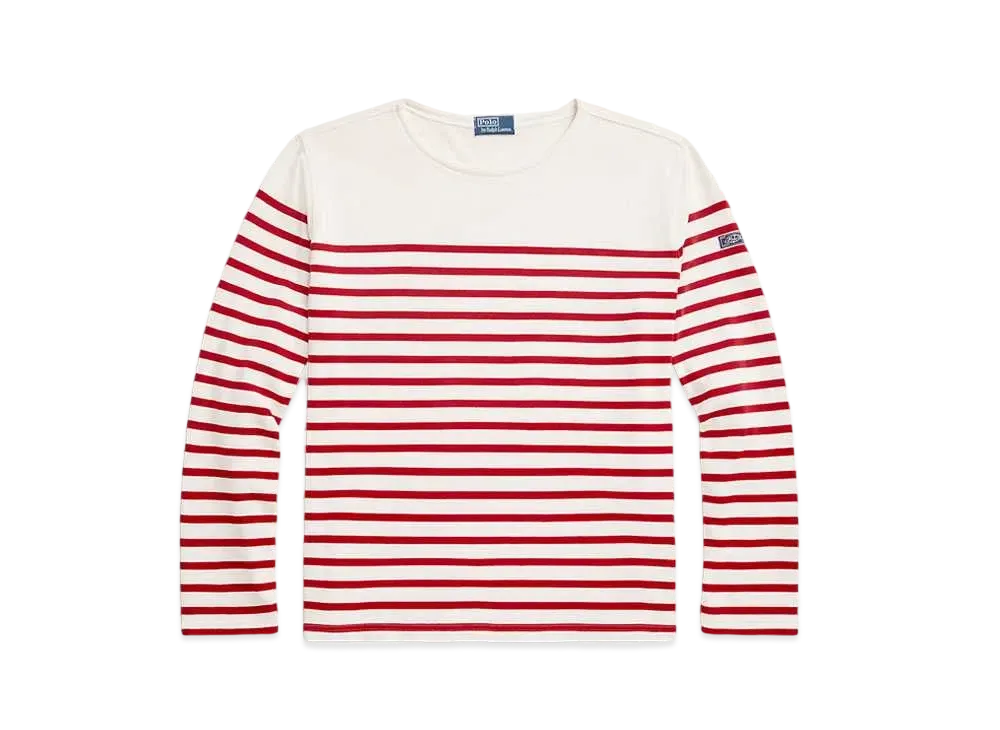 Polo Ralph Lauren Classic Fit Striped Boat Neck Shirt "White"