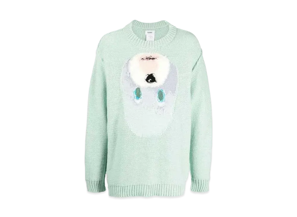 doublet Intarsia Knit Cut Out Sweater "Mint Green"