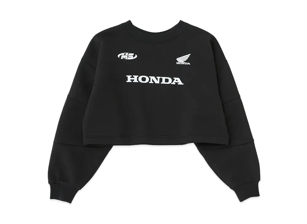 HONDA MOUSSYコラボ クロップドポロシャツ 長袖 ブラック MOUSSY x HONDA Cropped Racing Pullover 