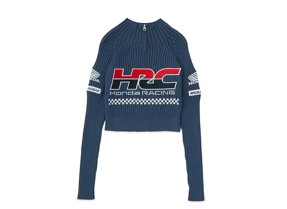 MOUSSY x HONDA Cropped Knit Tops "Navy"