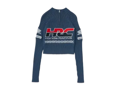 MOUSSY x HONDA Cropped Knit Tops "Navy"