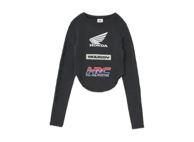 MOUSSY x HONDA Round Hem Long Sleeve T-shirt "Light Black"