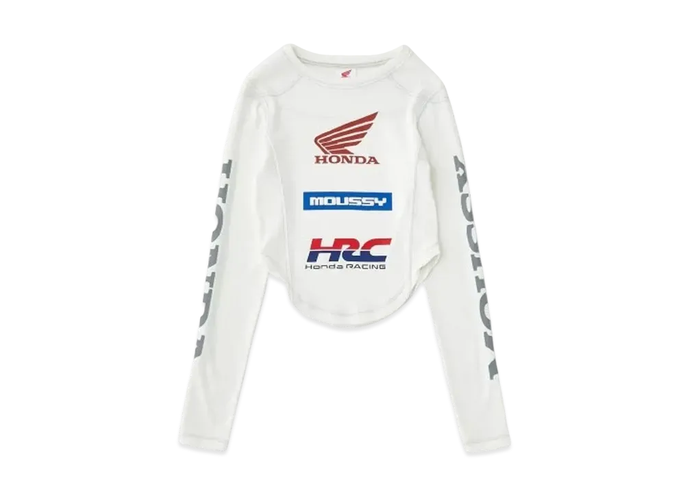 MOUSSY x HONDA Round Hem Long Sleeve T-shirt "White"