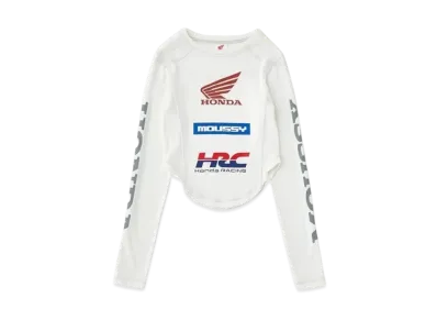 MOUSSY x HONDA Round Hem Long Sleeve T-shirt "White"