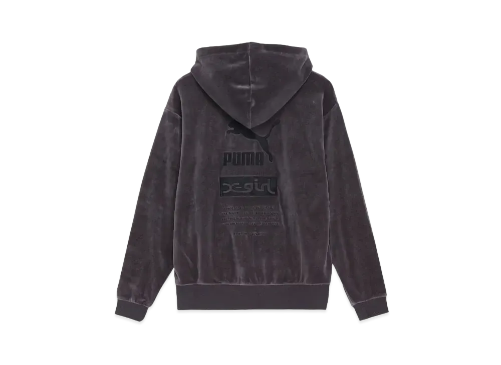 PUMA x X-Girl Hooded Velor Jacket "Dark Coal"