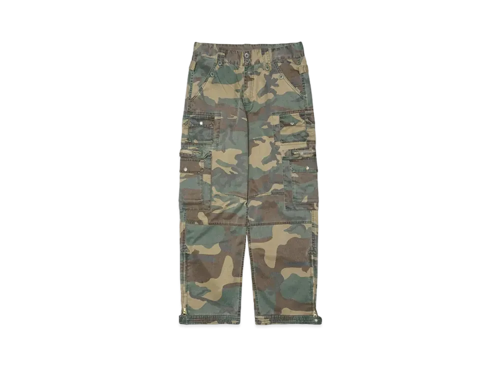 F.M.C.D. PARACHUETE TROUSERS | HEAVY VINTAGE WASH "WOODLAND CAMO"