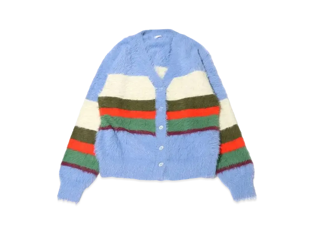 RIEHATA x atmos pink Colorful Border Feather Knit Cardigan "Blue"
