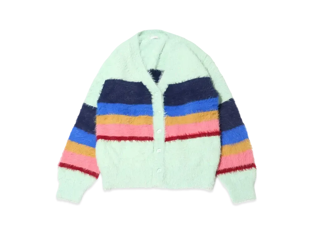 RIEHATA x atmos pink Colorful Border Feather Knit Cardigan "Mint"