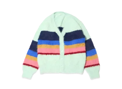 RIEHATA x atmos pink Colorful Border Feather Knit Cardigan "Mint"