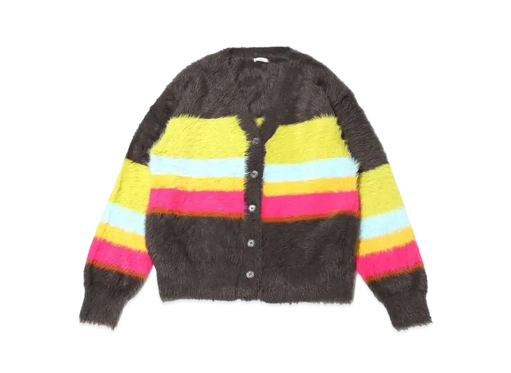 RIEHATA x atmos pink Colorful Border Feather Knit Cardigan "Grey"