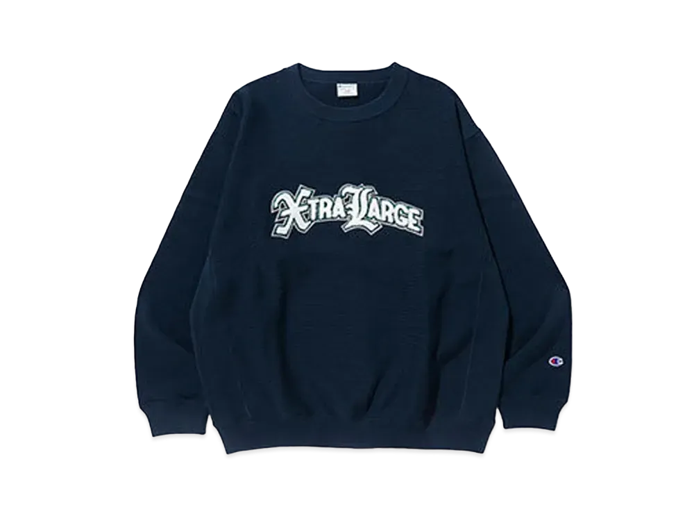 XLARGE x Champion Reversible Weave Crewneck Sweat "Navy"