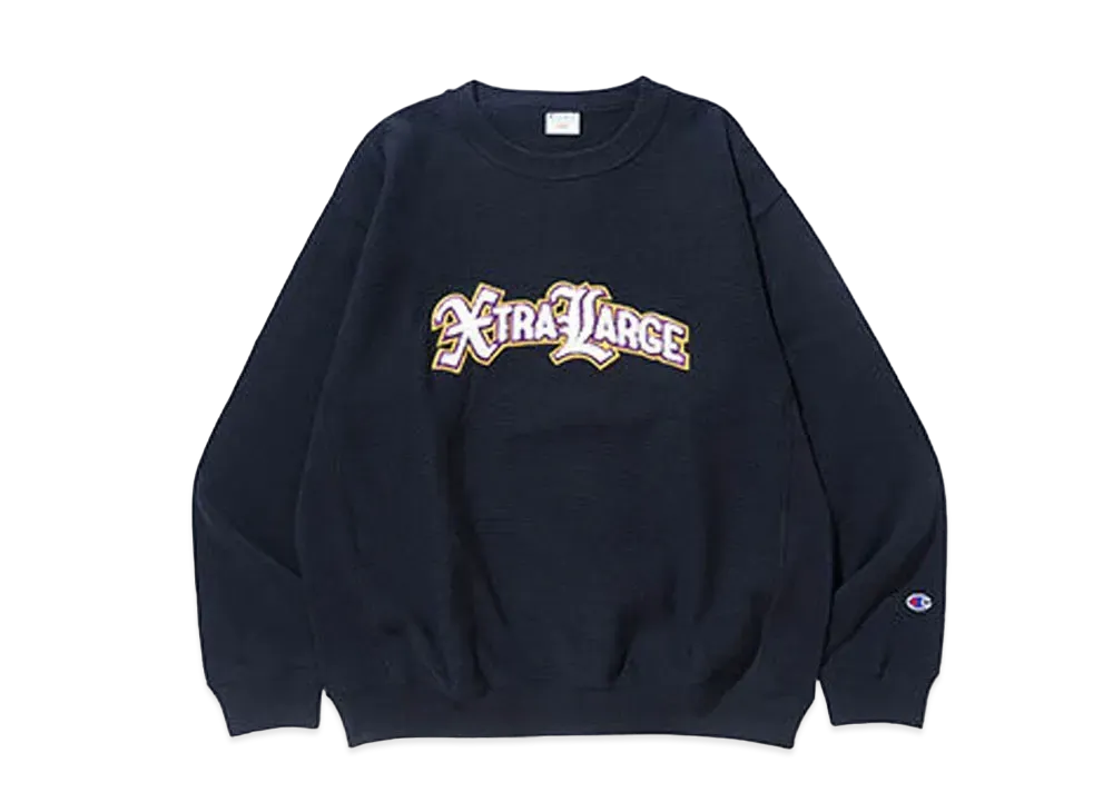 XLARGE x Champion Reversible Weave Crewneck Sweat "Black"
