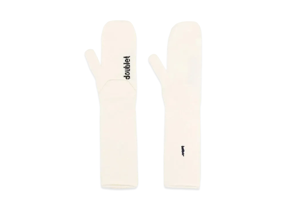 doublet Logo Intarsia Knit Mittens "Cream White"