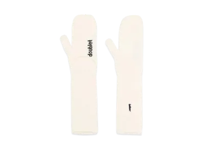 doublet Logo Intarsia Knit Mittens "Cream White"