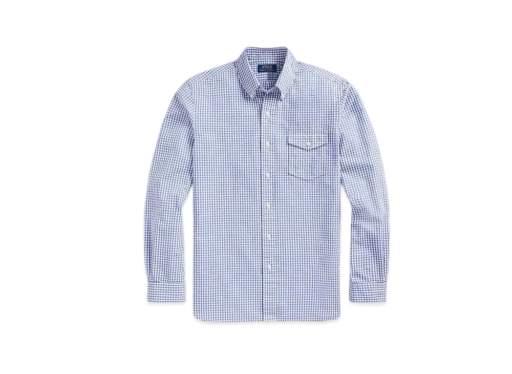 Polo Ralph Lauren Classic Fit Gingham Seersucker Shirt "Blue"