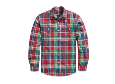Polo Ralph Lauren Classic Fit Plaid Oxford Work Shirt "Red"