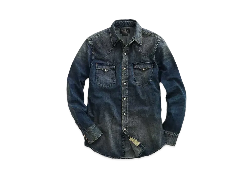 RRL Ralph Lauren indigo Buffalo Western Shirt "Blue"