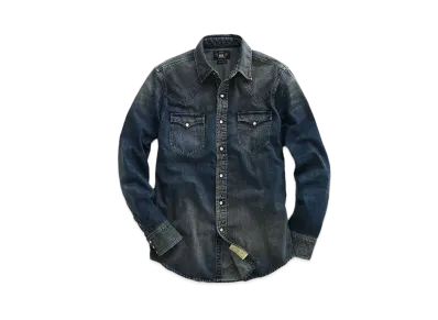 RRL Ralph Lauren indigo Buffalo Western Shirt "Blue"