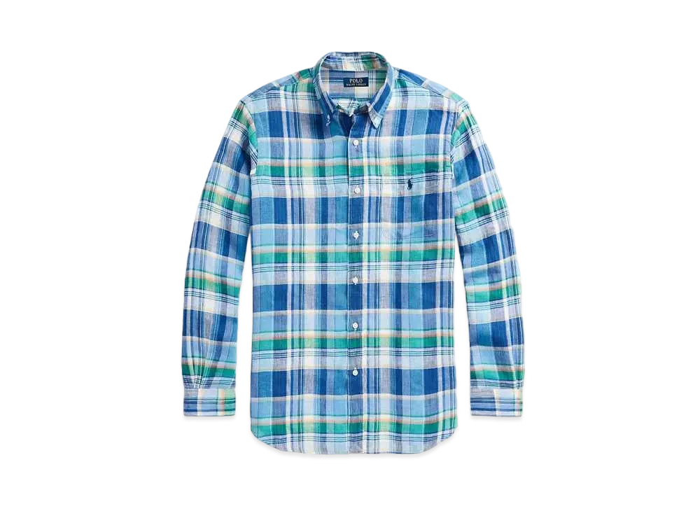 Polo Ralph Lauren Classic Fit Check Linen Shirt #1 "Blue"
