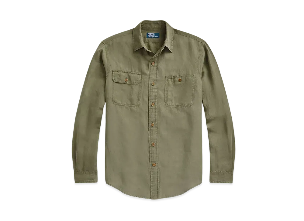 Polo Ralph Lauren Classic Fit Linen Silk Twill Work Shirt "Green"