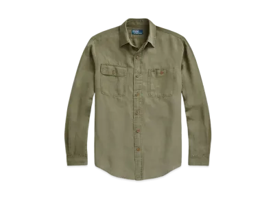 Polo Ralph Lauren Classic Fit Linen Silk Twill Work Shirt "Green"