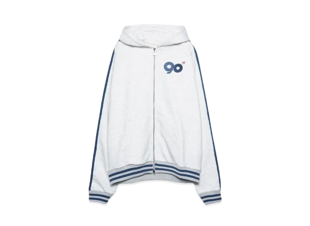 9090 90 Logo Line Zip Hoodie "Oatmeal"