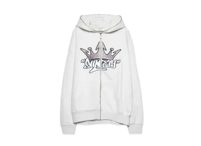 9090 King Logo Front Zip Hoodie "Heather Gray"