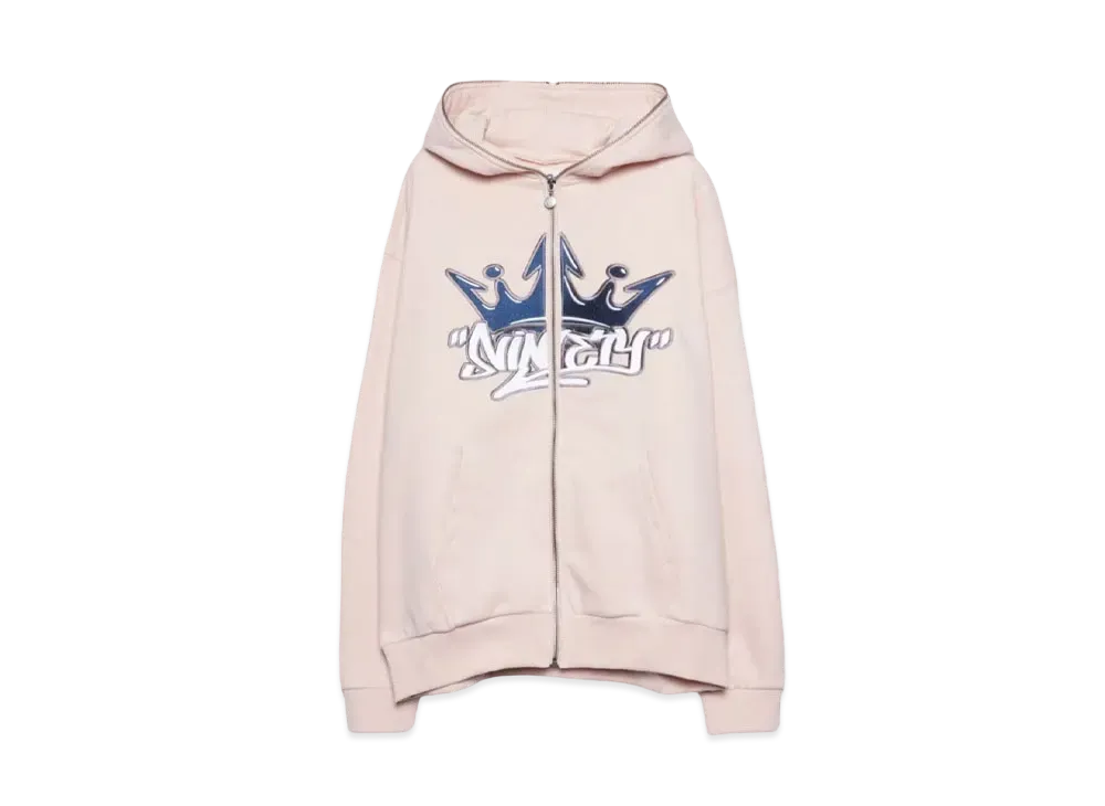 9090 King Logo Front Zip Hoodie "Pink"