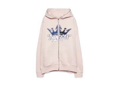 9090 King Logo Front Zip Hoodie "Pink"