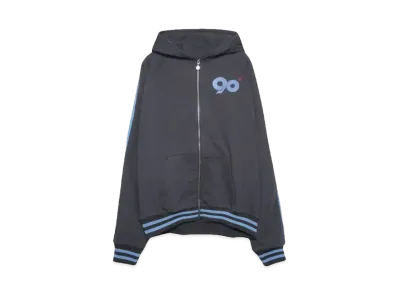 9090 90 Logo Line Zip Hoodie "Charcoal Black"