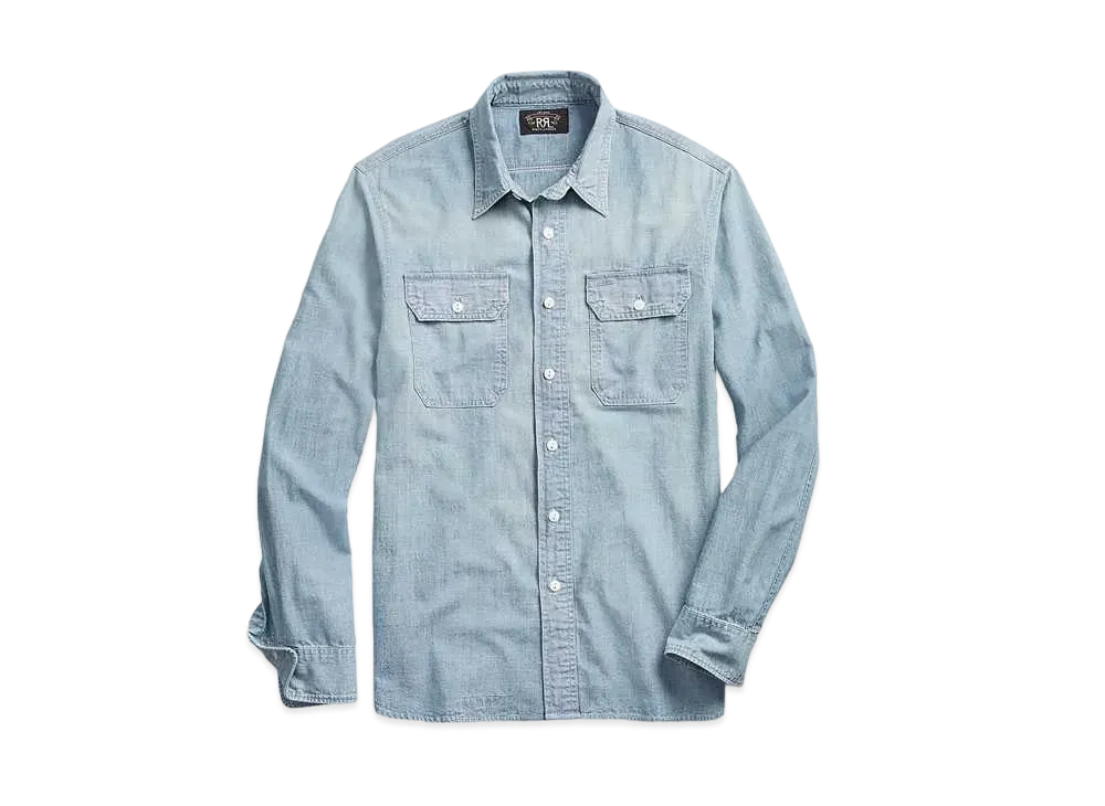 RRL Ralph Lauren Indigo Chambray Work Shirt "Blue"