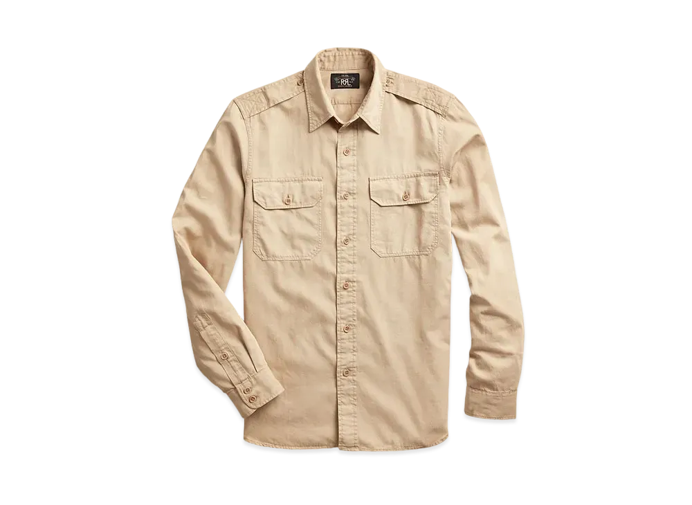 RRL Ralph Lauren Slim Garment-Dyed Twill Shirt "Brown"