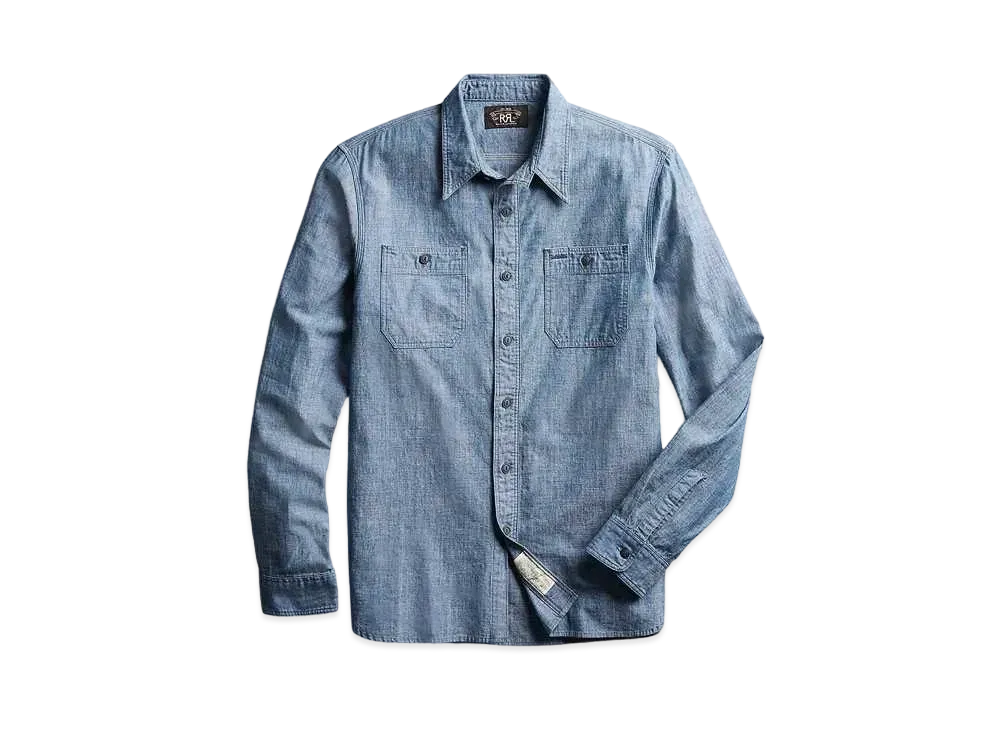 RRL Ralph Lauren Indigo Chambray Work Shirt #1 "Blue"