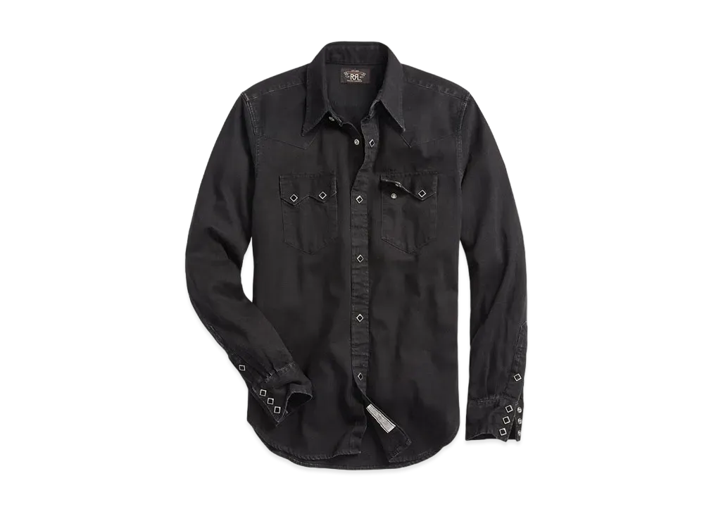 RRL Ralph Lauren Slim Fit Denim Western Shirt "Black"