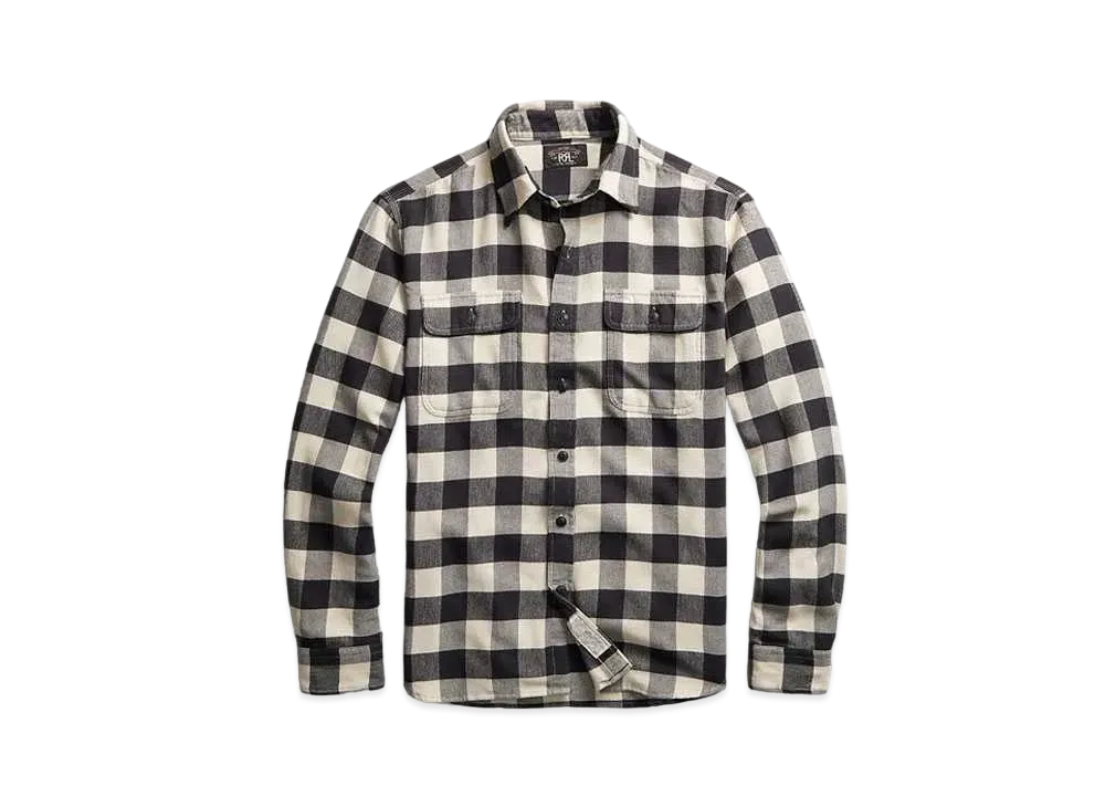 RRL Ralph Lauren Buffalo Check Twill Work Shirt "Natural"