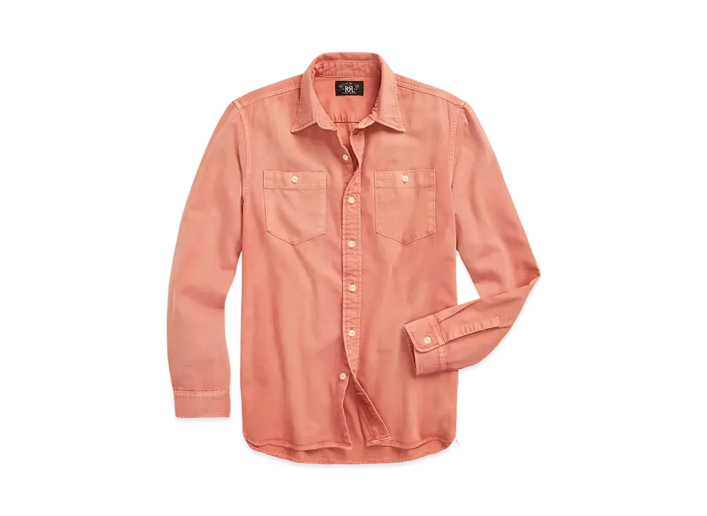 RRL Ralph Lauren Garment-Dyed Twill Work Shirt "Red"