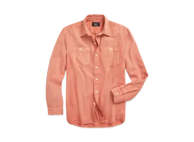 RRL Ralph Lauren Garment-Dyed Twill Work Shirt "Red"