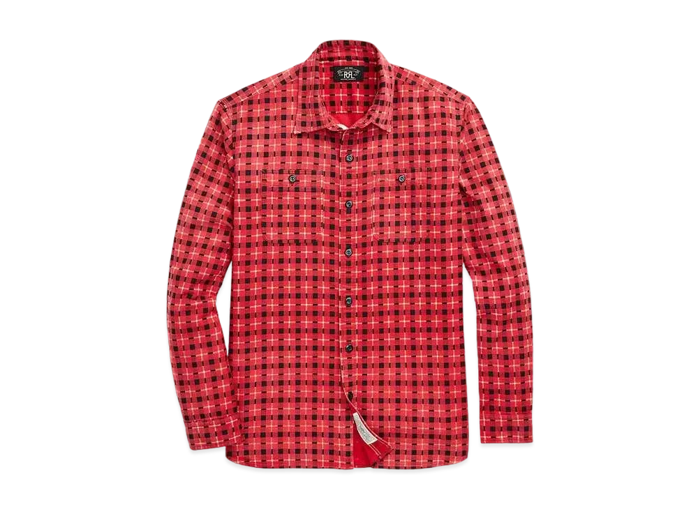 RRL Ralph Lauren Check-Print Chamois Work Shirt #1 "Red"