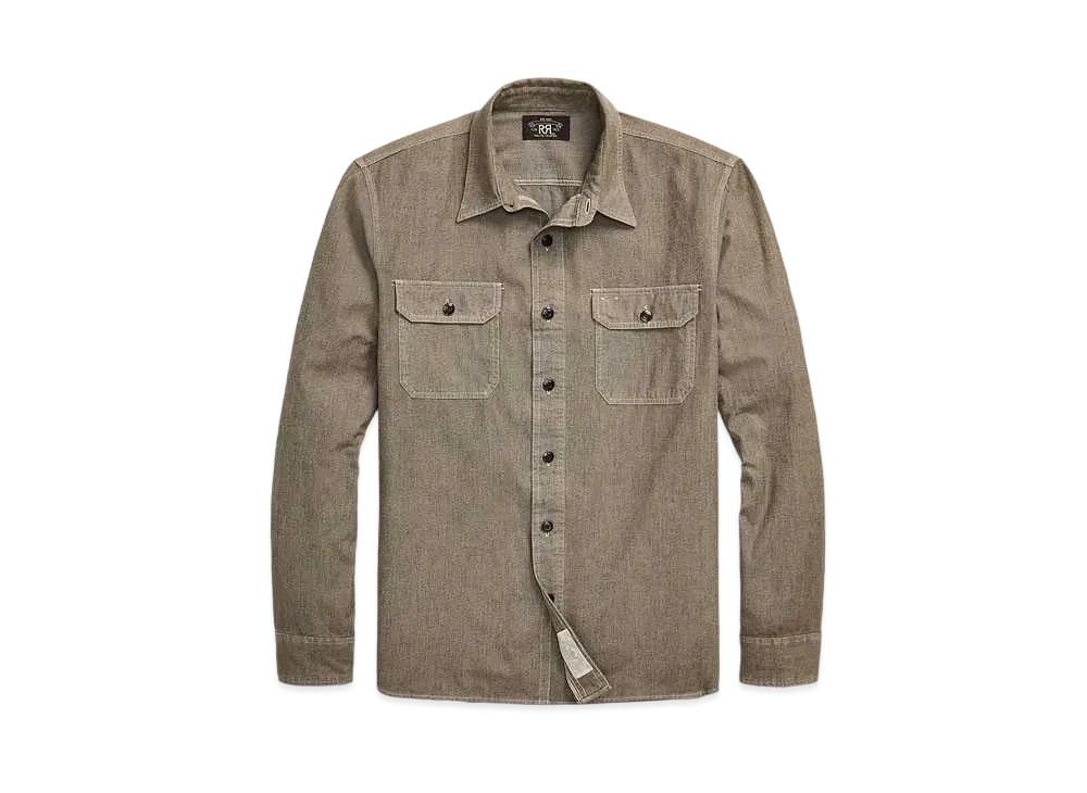RRL Ralph Lauren Selvedge Jaspe Work Shirt "Gray"