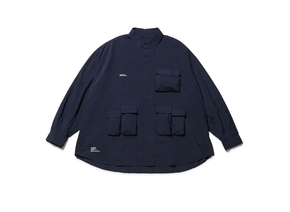 フレッシュサービス ナイロン タフタ マルチ ポケット シャツ "ネイビー"