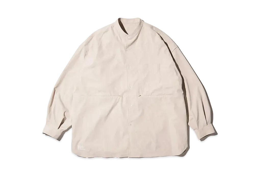 FreshService Stretch Matte Taffeta Band Collar Shirt "Beige"