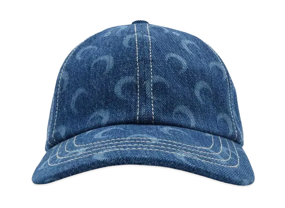 Marine serre REGENERATED DEADSTOCK DENIM BASEBALL CAP "BLUE LASER + WASH"