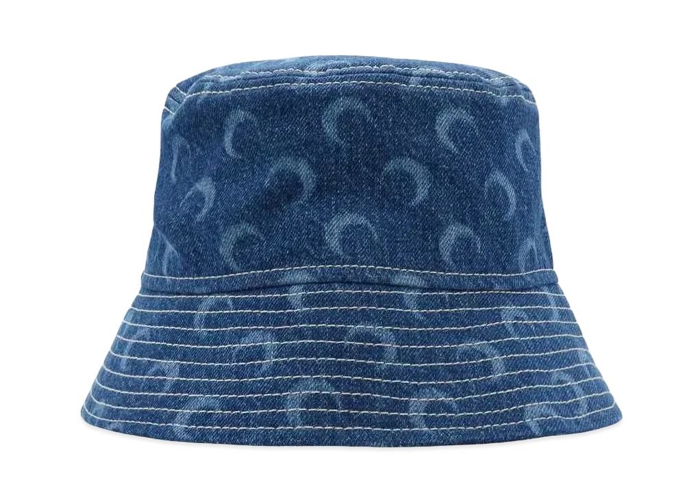 Marine serre REGENERATED DEADSTOCK DENIM BUCKET HAT "BLUE LASER + WASH"