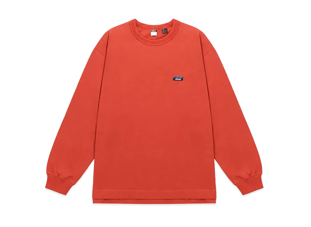 NANGA Eco Hybrid Box Logo Embroidery L/S Tee "Orange"