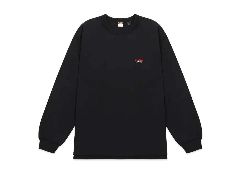 NANGA Eco Hybrid Box Logo Embroidery L/S Tee "Black"